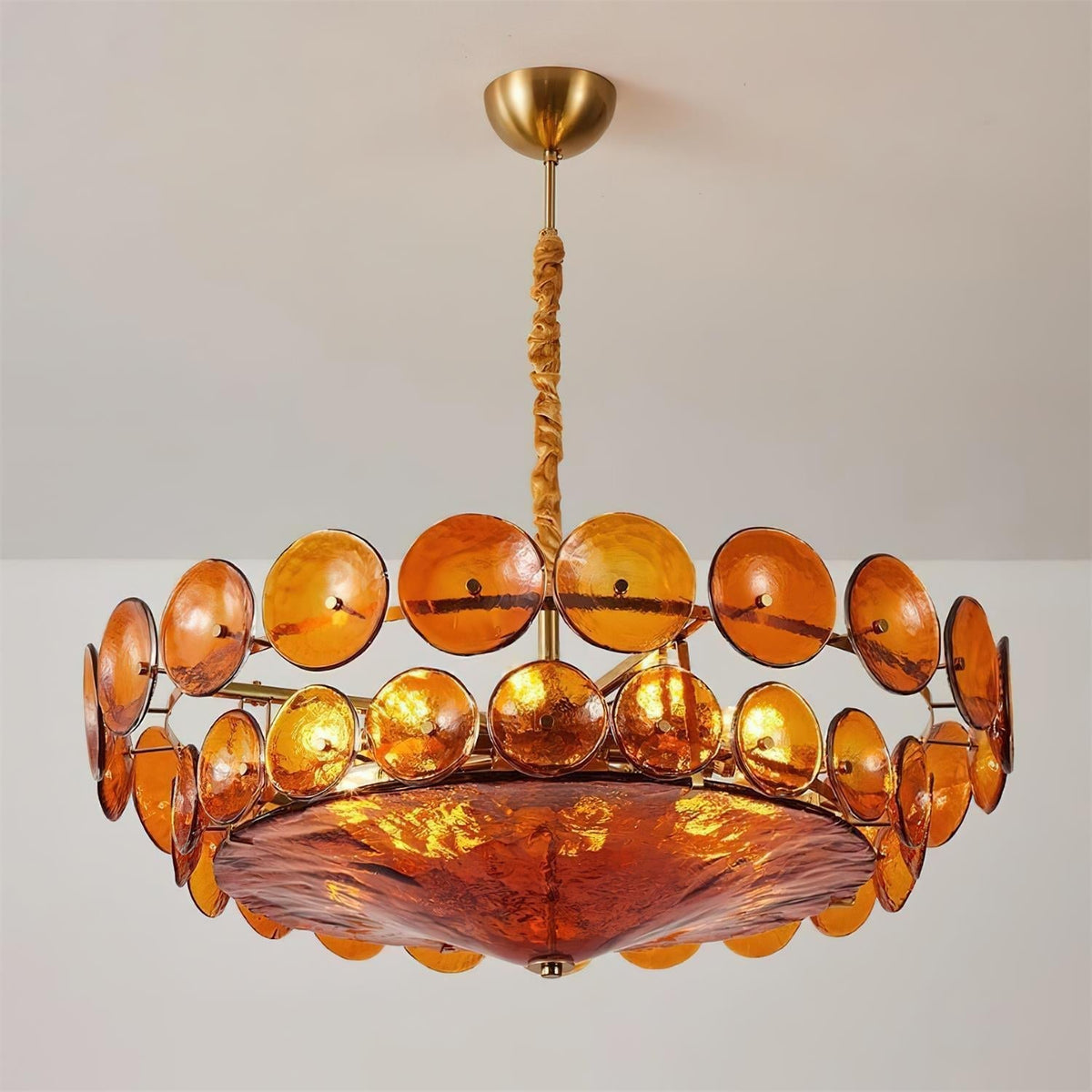 Ventilo Amber Glazen Chandelier