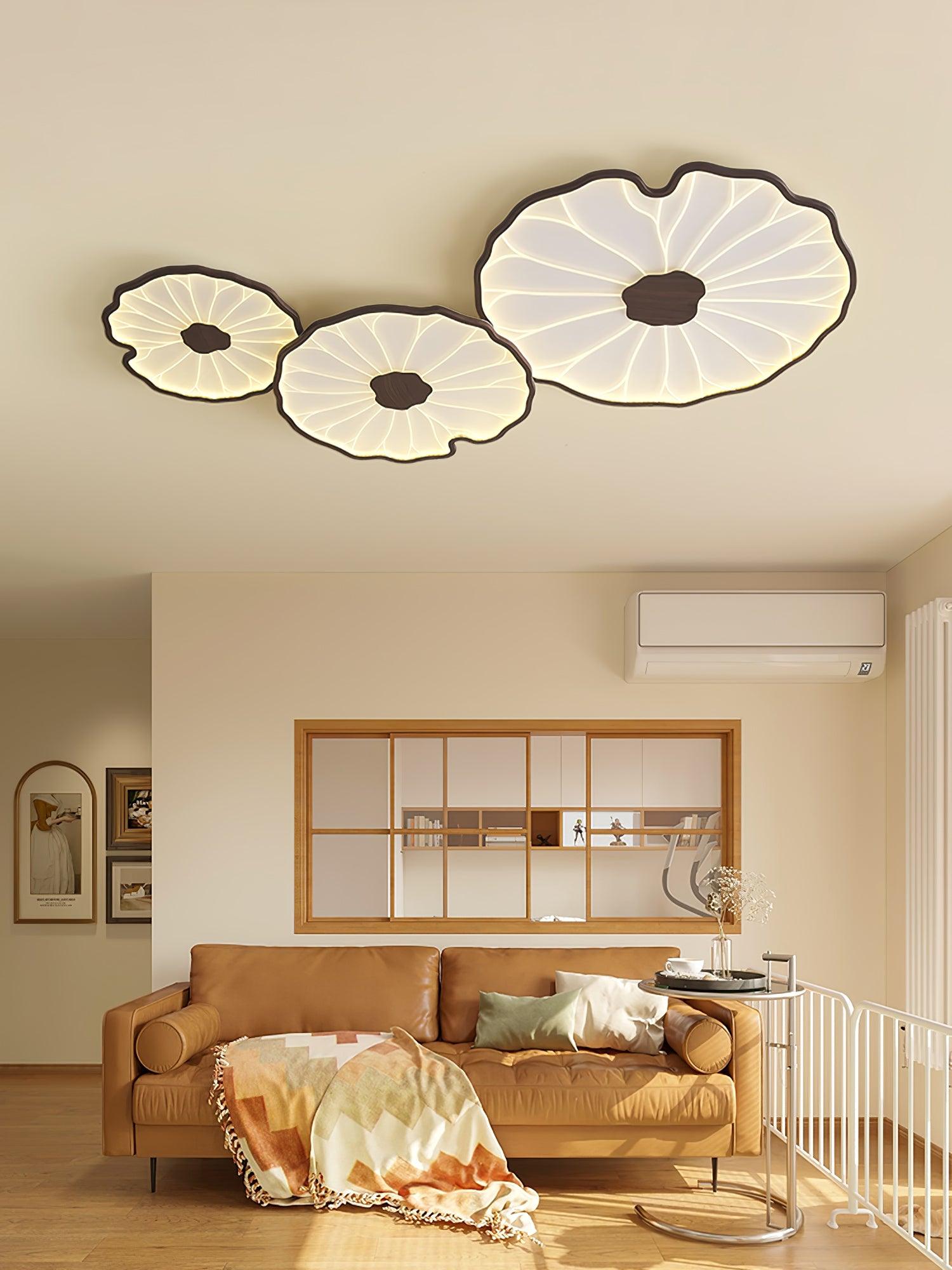 Solara Plafondlamp Lotusblad met Houten Afwerking
