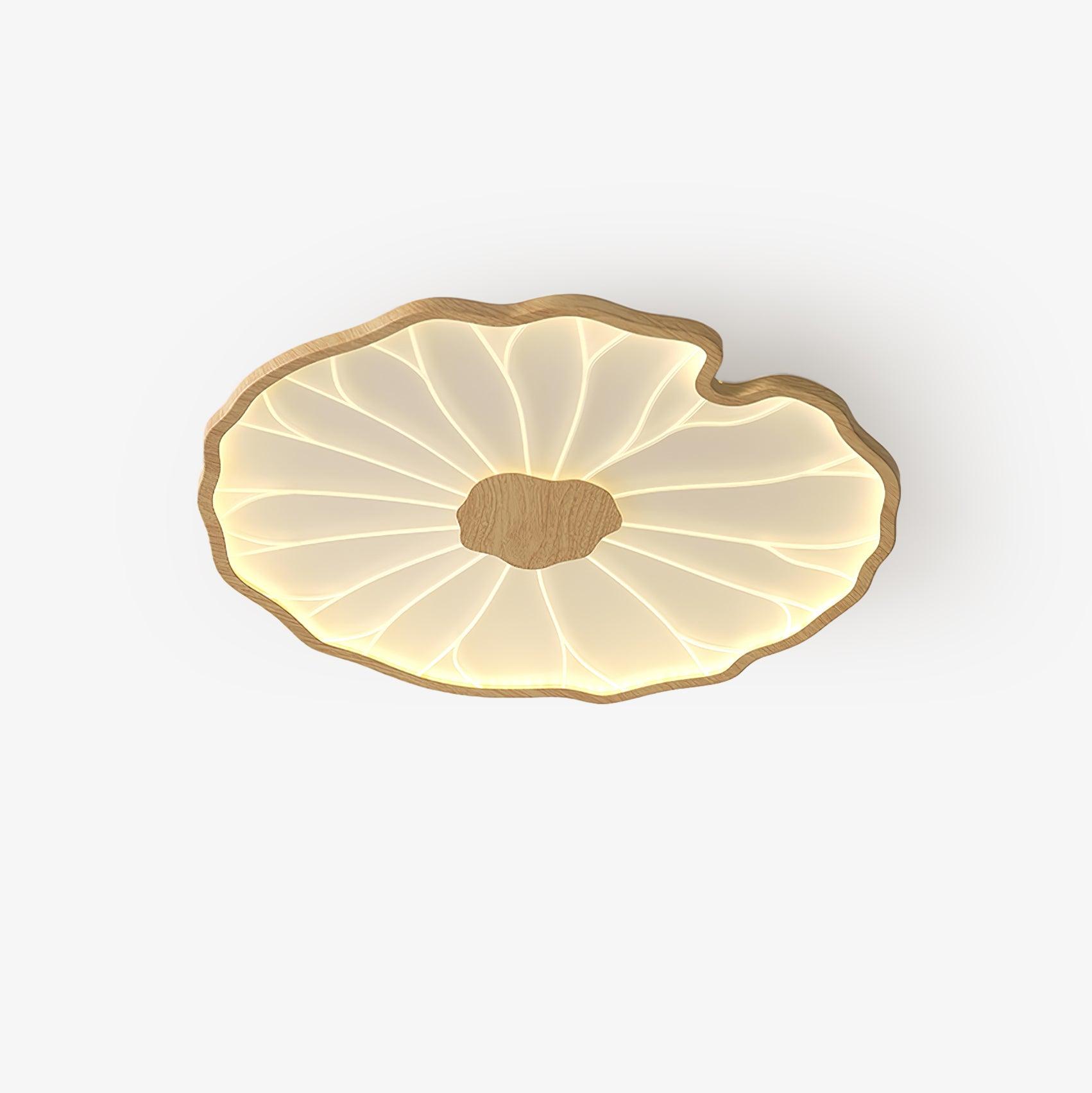 Solara Plafondlamp Lotusblad met Houten Afwerking