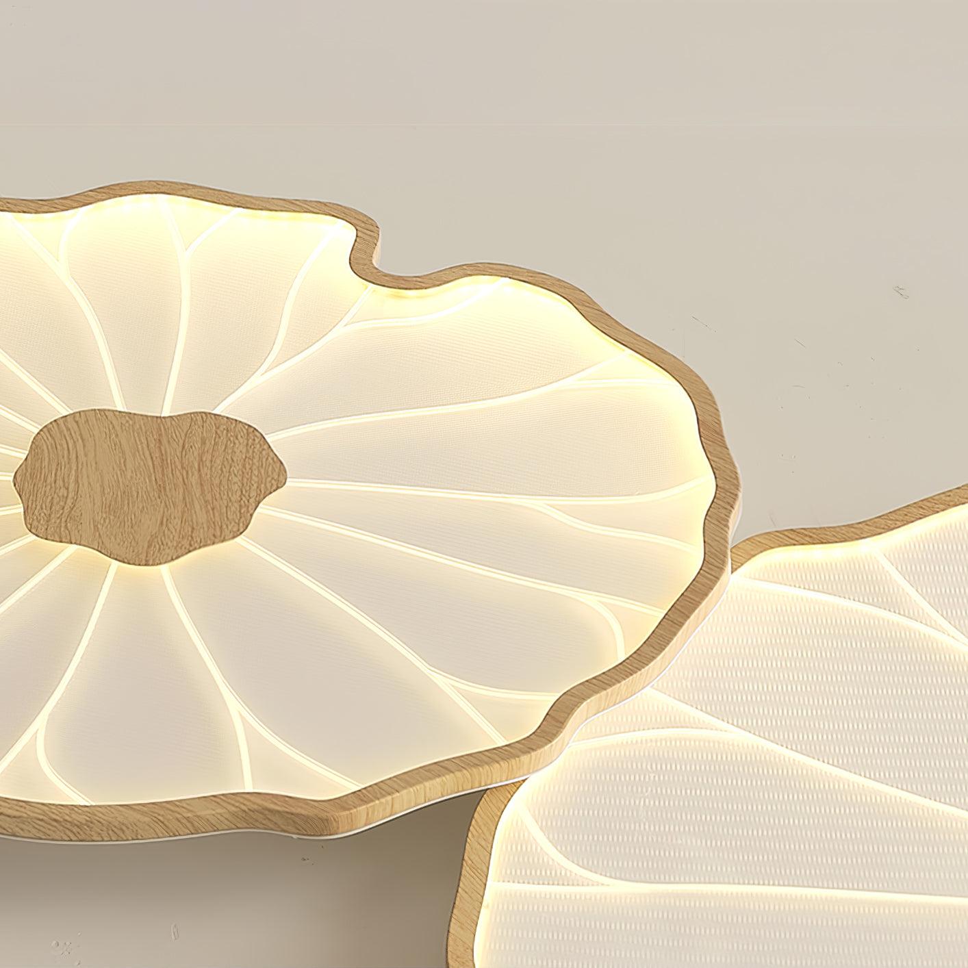 Solara Plafondlamp Lotusblad met Houten Afwerking