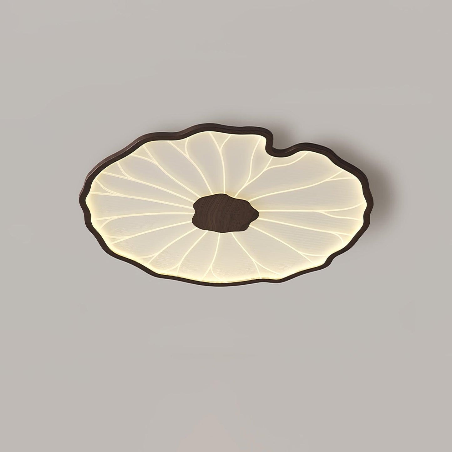 Solara Plafondlamp Lotusblad met Houten Afwerking