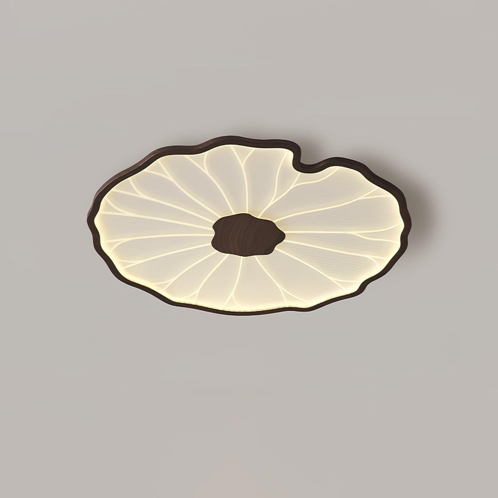 Solara Plafondlamp Lotusblad met Houten Afwerking