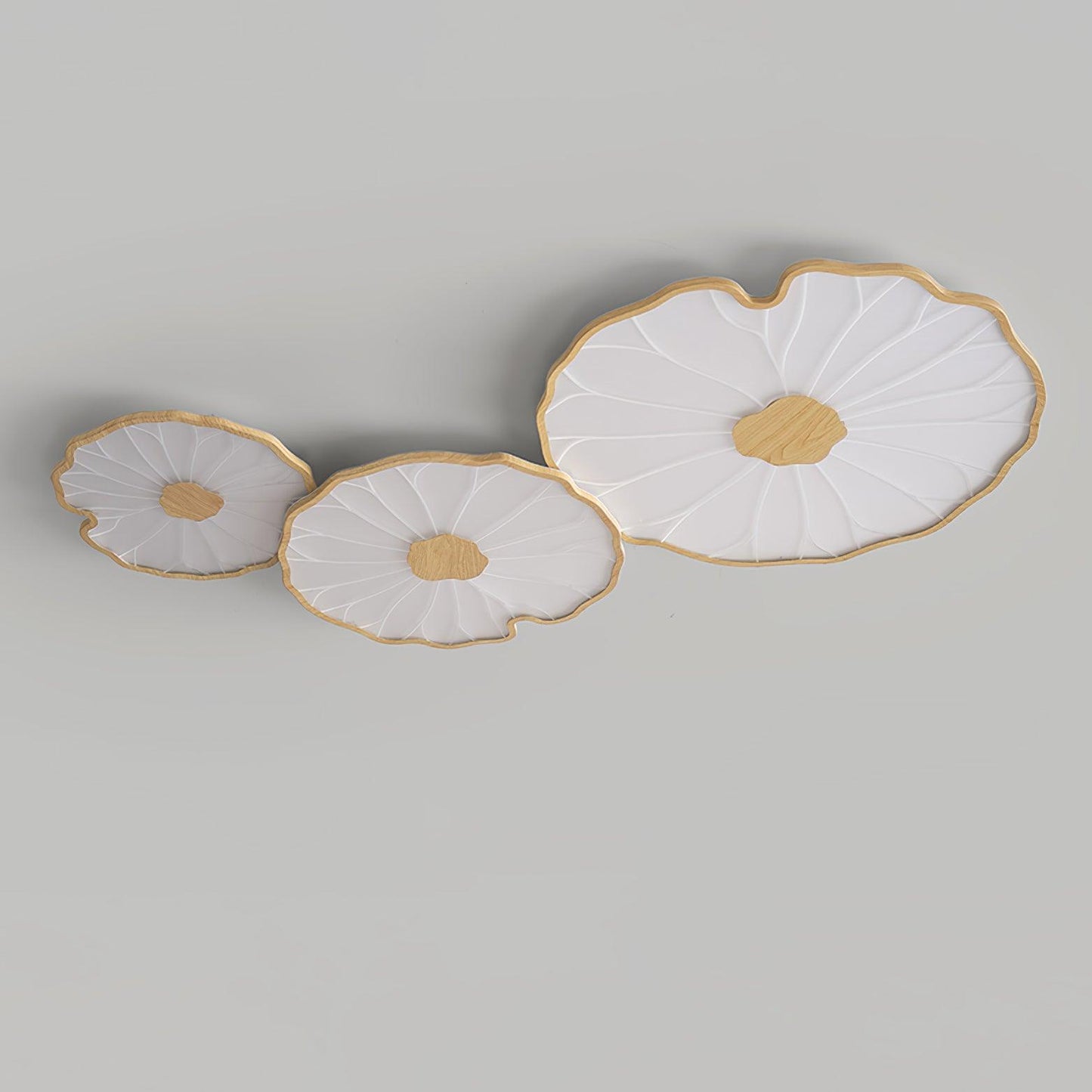 Solara Plafondlamp Lotusblad met Houten Afwerking