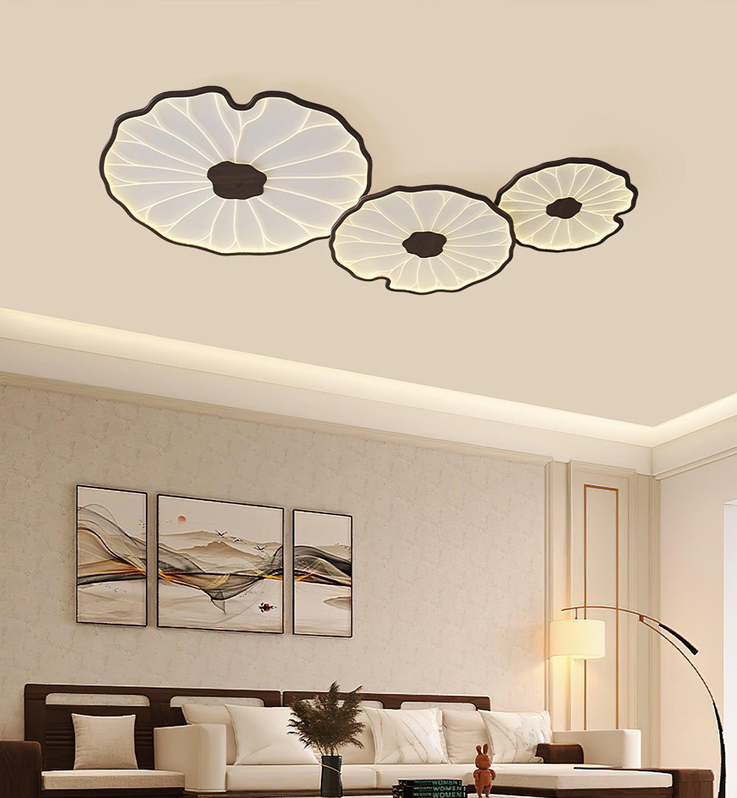 Solara Plafondlamp Lotusblad met Houten Afwerking