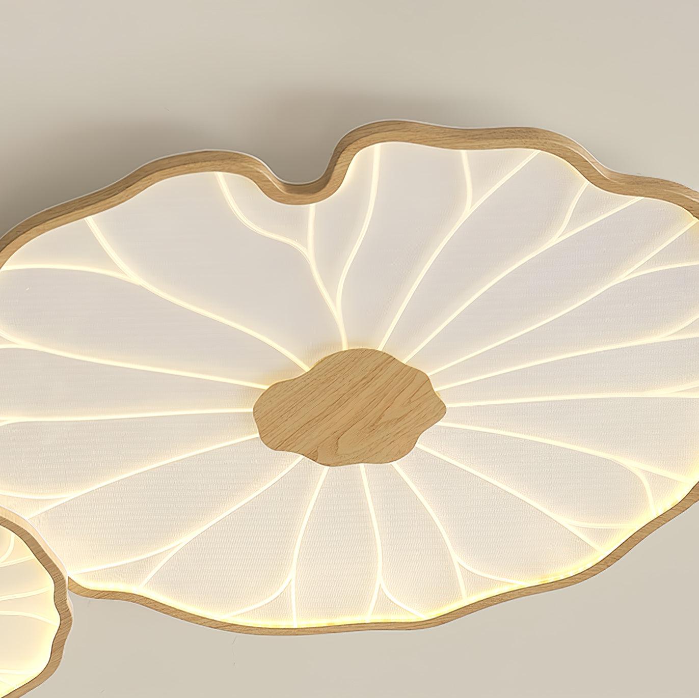 Solara Plafondlamp Lotusblad met Houten Afwerking
