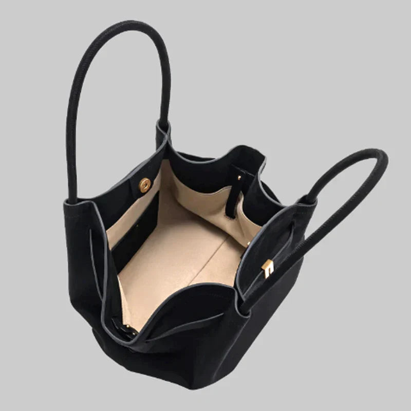 Luxe Schoudertas voor Vrouwen - Grote Capaciteit, Elegante Ontwerp, Zwart in Faux Suède