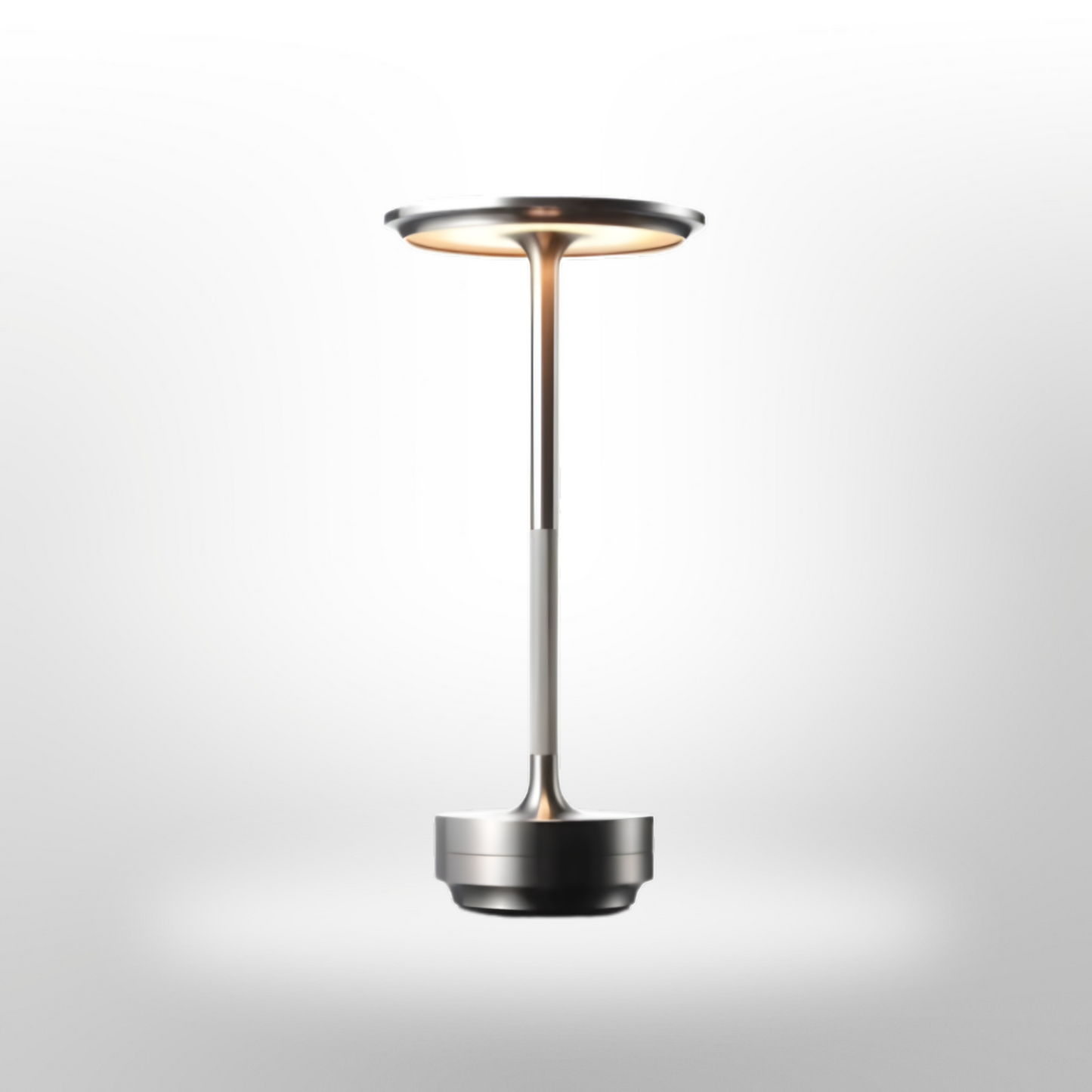 Oplaadbare LED Tafellamp met Schijflichtkop en Metalen Basis