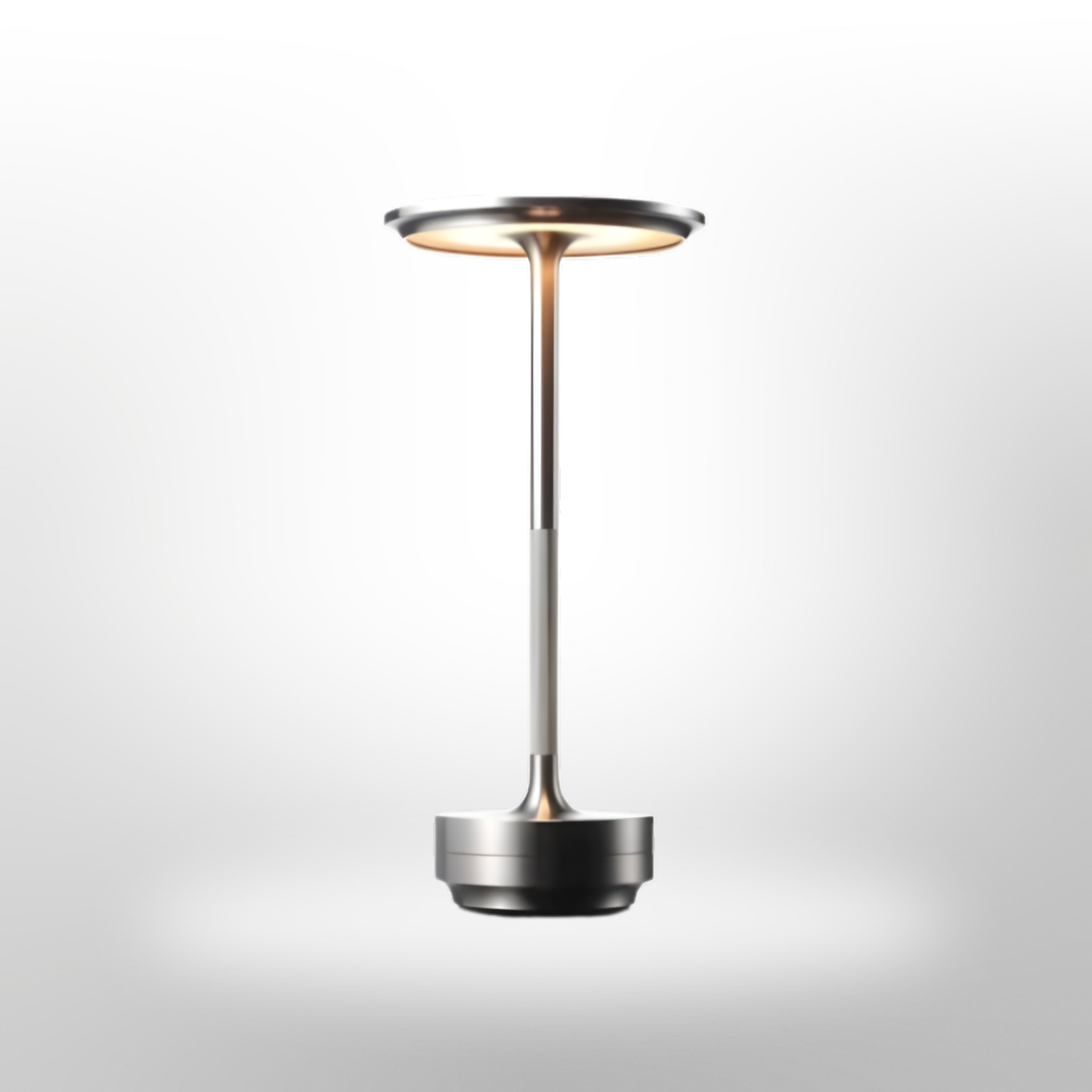 Oplaadbare LED Tafellamp met Schijflichtkop en Metalen Basis