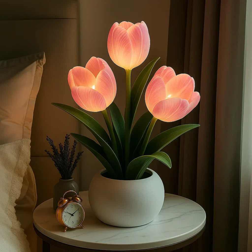 Decoratieve Tulpen LED Lamp met Warm Licht en Dimbare Verlichting
