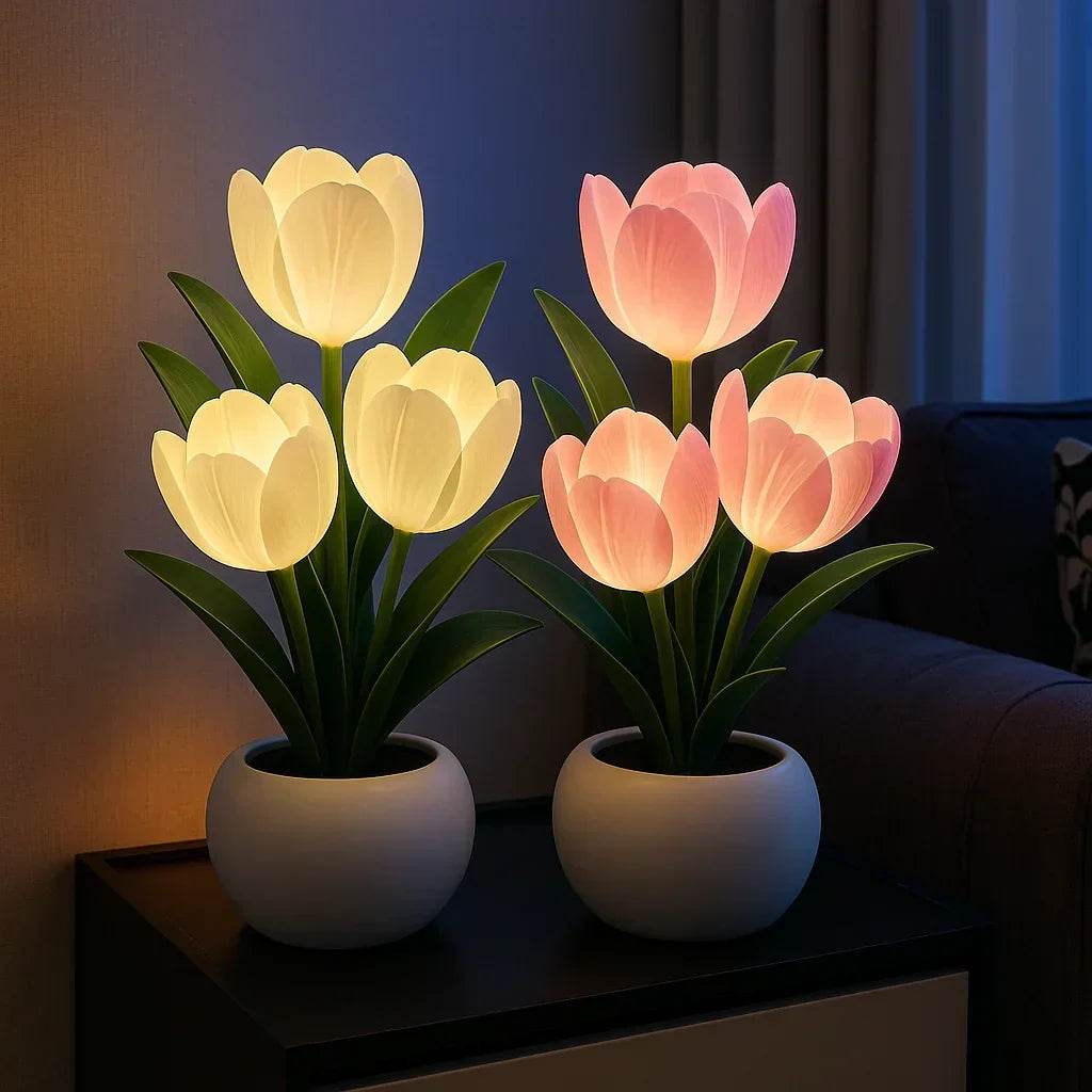 Decoratieve Tulpen LED Lamp met Warm Licht en Dimbare Verlichting