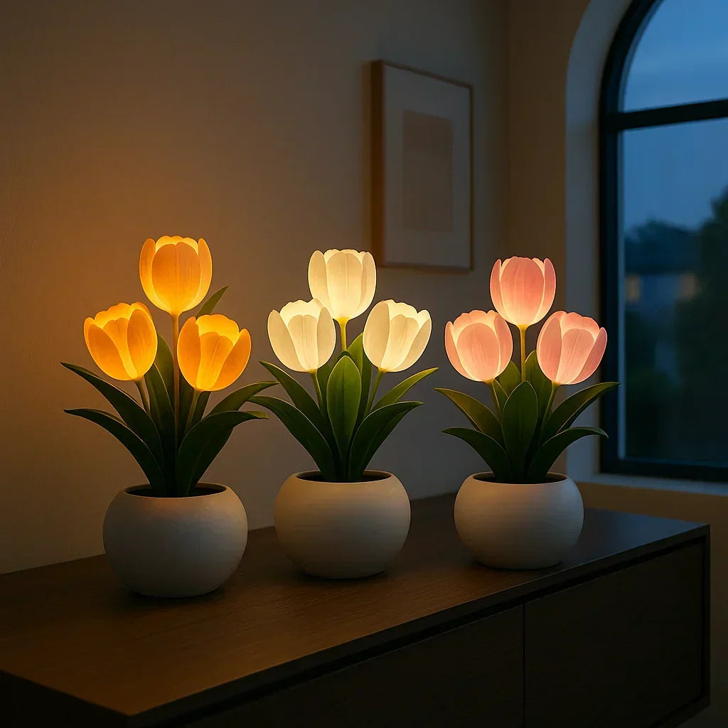 Decoratieve Tulpen LED Lamp met Warm Licht en Dimbare Verlichting