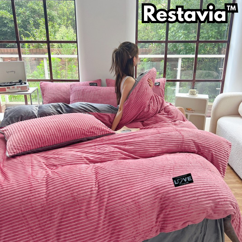 Restavia™ | Zacht Koraalfleece Dekbedovertrek (Inclusief 4 Kussenslopen)