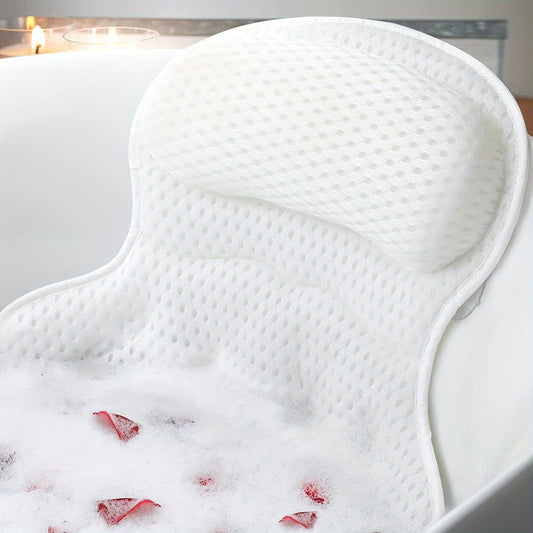 LuxeRest | Ergonomisch badkussen in net dat ondersteuning biedt voor nek en rug