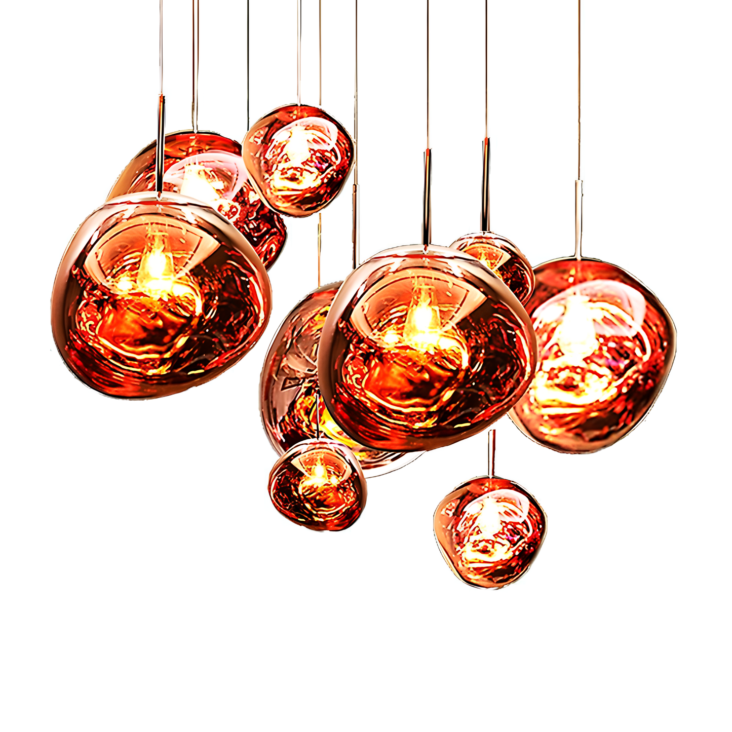 Gloeiende bol kroonluchter | Opvallend lava-ontwerp met warme LED-verlichting voor een gezellige, elegante inrichting.