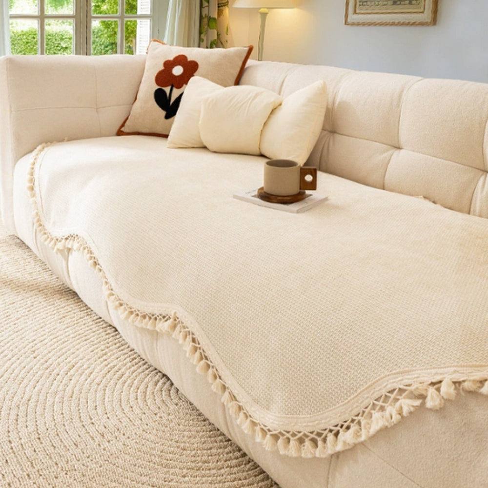 Luxe Chenille Geweven Textuur Tassel Bankhoes