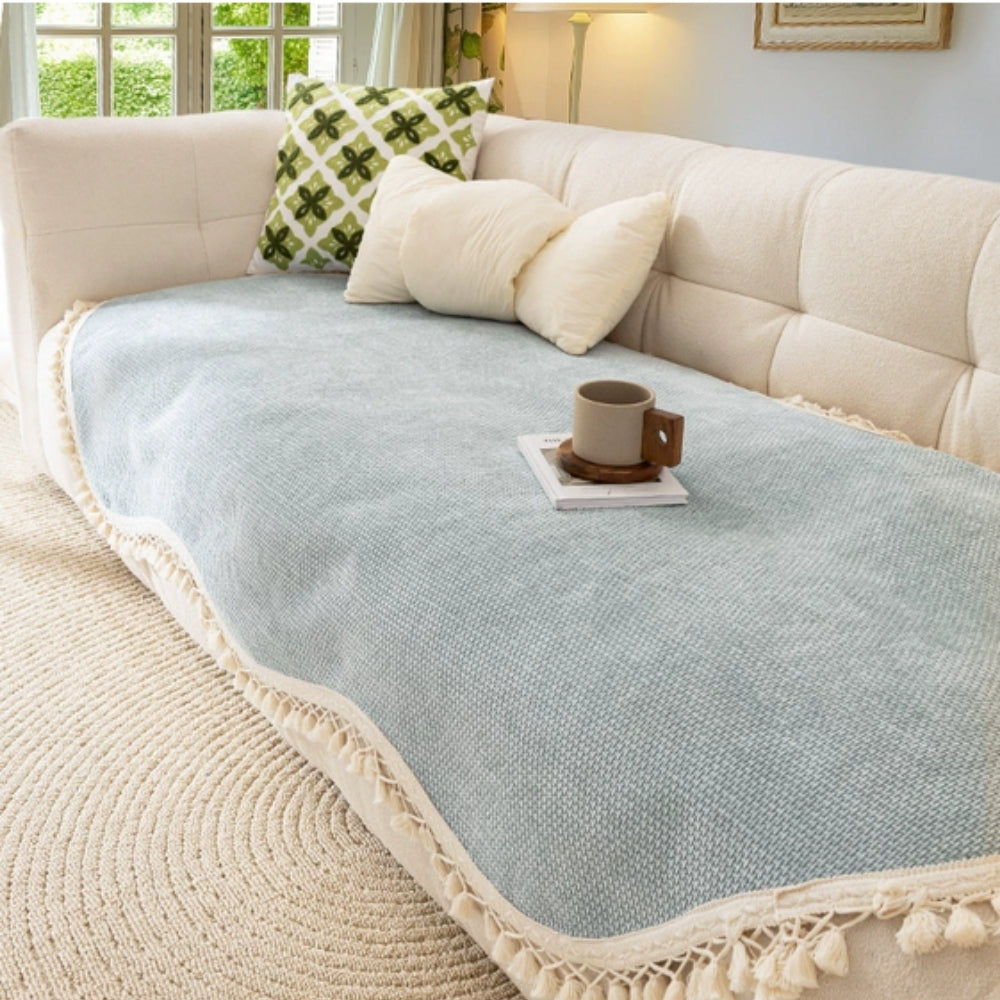 Luxe Chenille Geweven Textuur Tassel Bankhoes