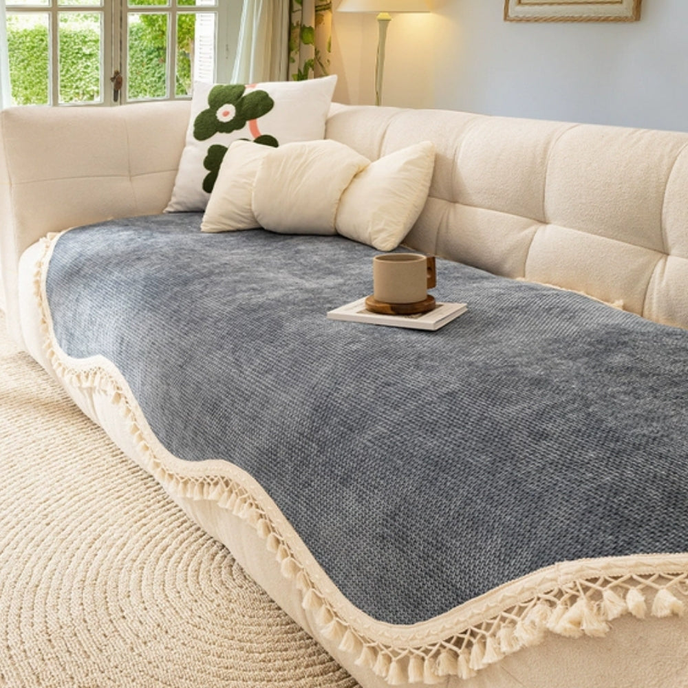 Luxe Chenille Geweven Textuur Tassel Bankhoes