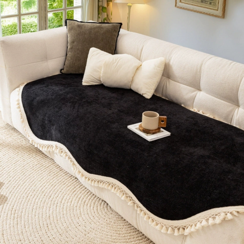 Luxe Chenille Geweven Textuur Tassel Bankhoes