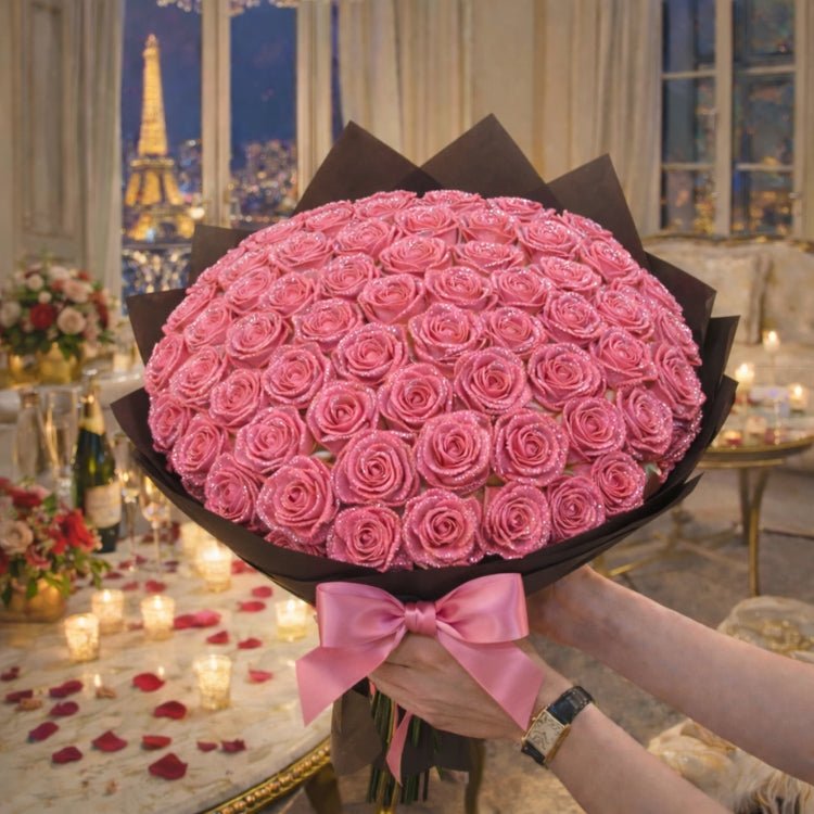 Glitter Rozen Cadeau – Enkele Roos of Rozenboeket in Elegante Cadeaubox