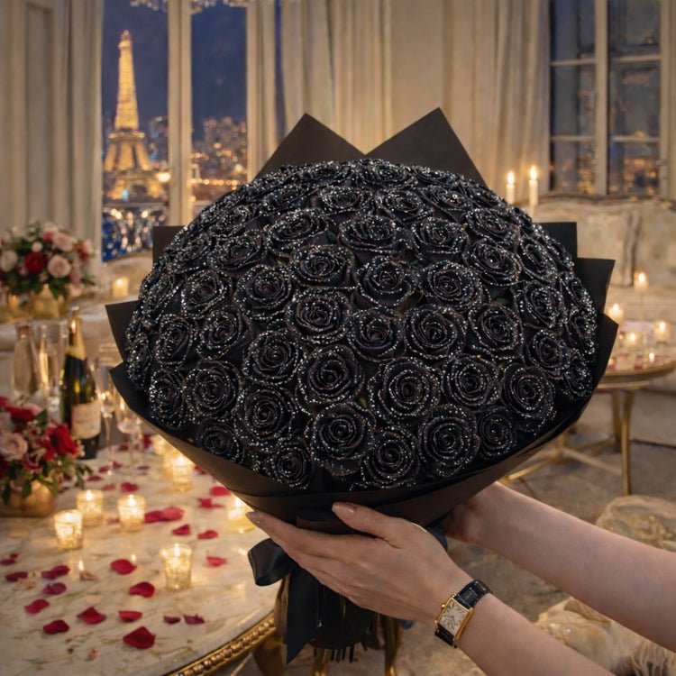 Glitter Rozen Cadeau – Enkele Roos of Rozenboeket in Elegante Cadeaubox