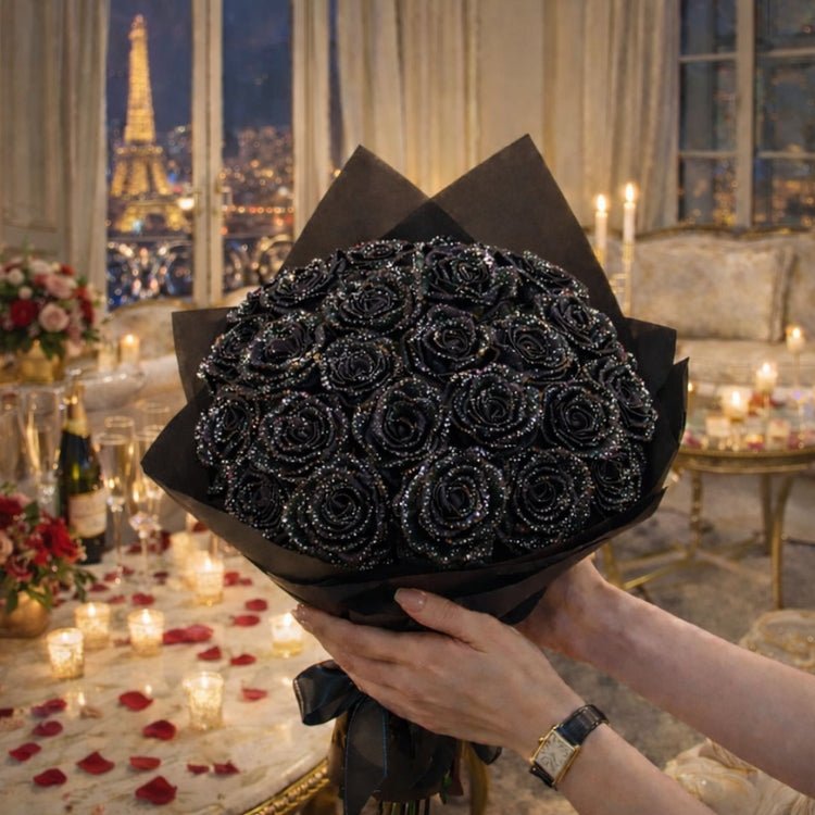 Glitter Rozen Cadeau – Enkele Roos of Rozenboeket in Elegante Cadeaubox