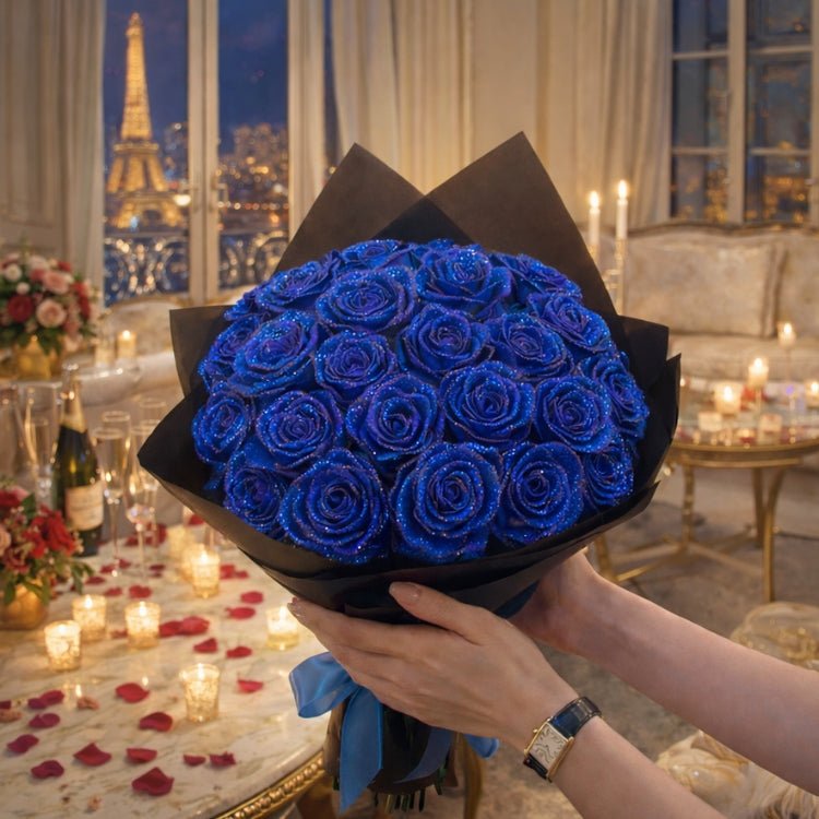 Glitter Rozen Cadeau – Enkele Roos of Rozenboeket in Elegante Cadeaubox