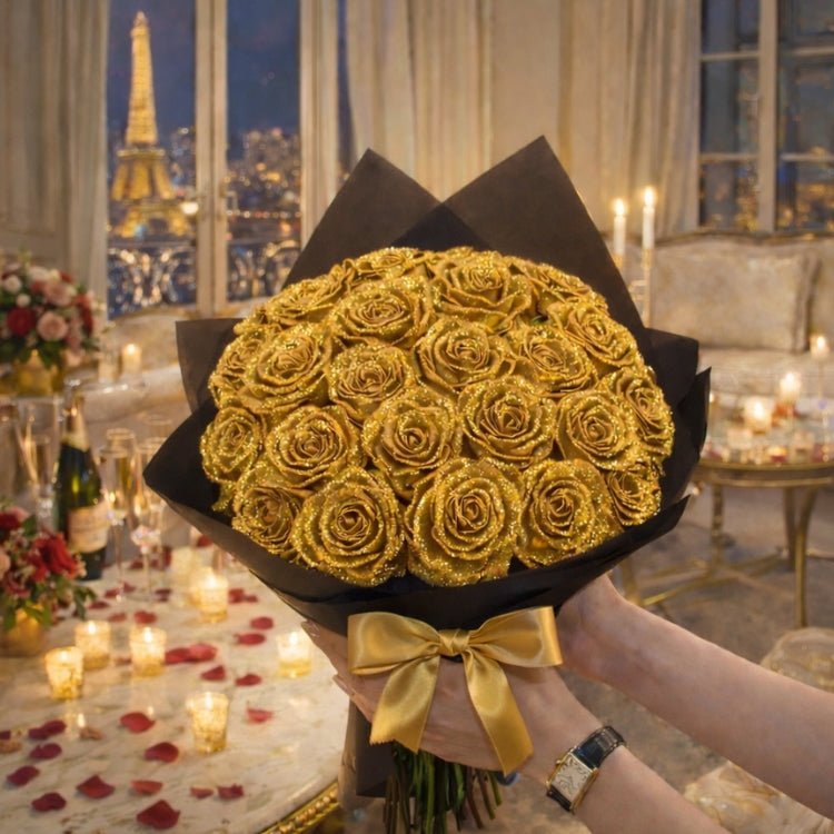 Glitter Rozen Cadeau – Enkele Roos of Rozenboeket in Elegante Cadeaubox