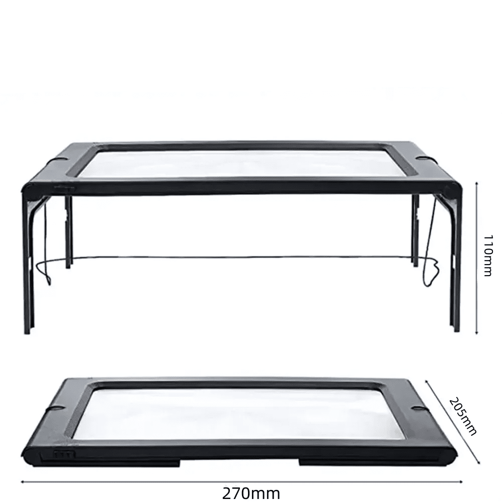 TEXTDESK – Opvouwbare 3-voudige tafelvergrootglas met LED-verlichting voor handsfree lezen