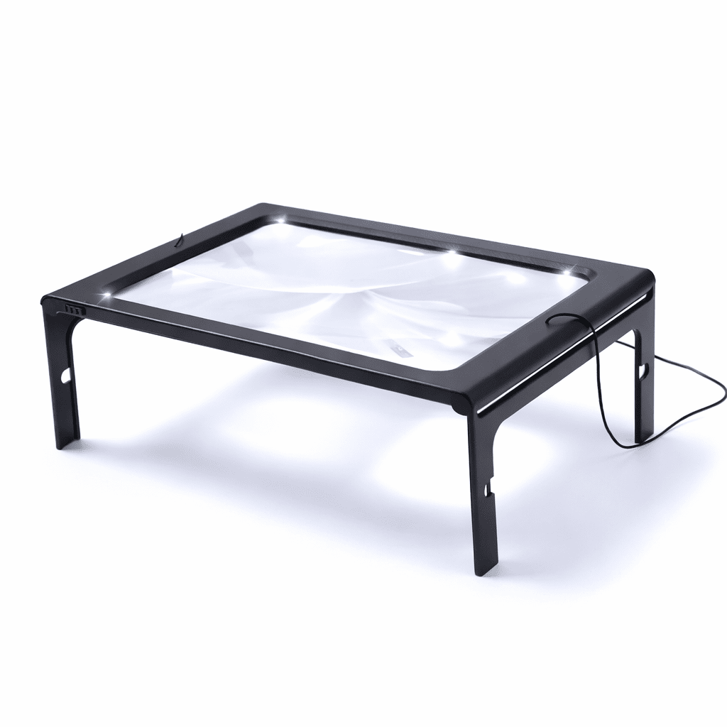 TEXTDESK – Opvouwbare 3-voudige tafelvergrootglas met LED-verlichting voor handsfree lezen