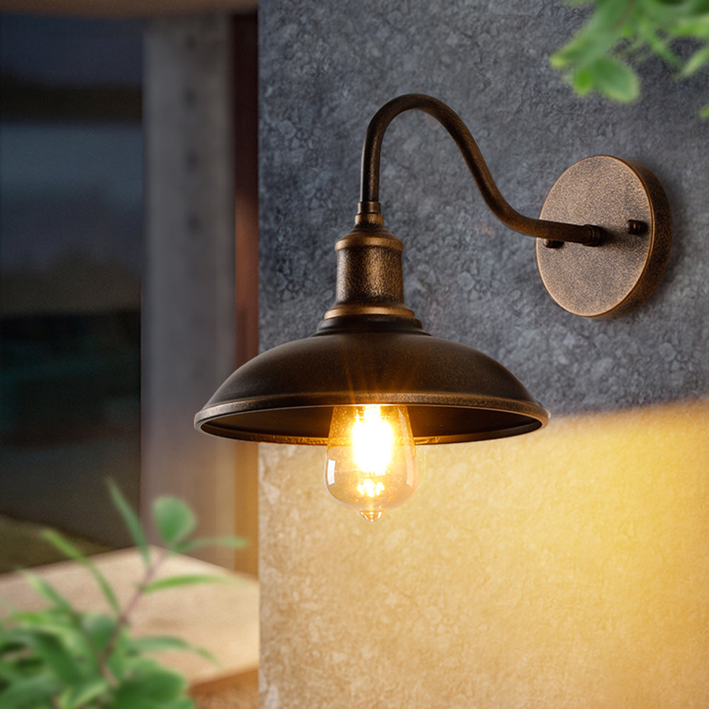 Ray Rustieke Komvormige Metalen Wandlamp, Antiek Messing