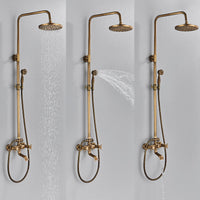 Vintage Koperen Douche Set Met Messing Kraan En Functionele Douchekoppen
