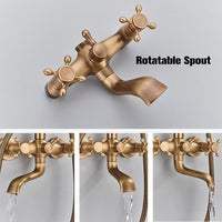 Vintage Koperen Douche Set Met Messing Kraan En Functionele Douchekoppen