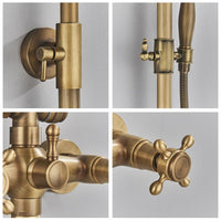 Vintage Koperen Douche Set Met Messing Kraan En Functionele Douchekoppen