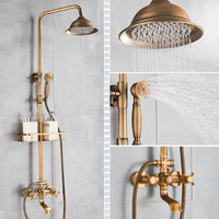 Vintage Koperen Douche Set Met Messing Kraan En Functionele Douchekoppen