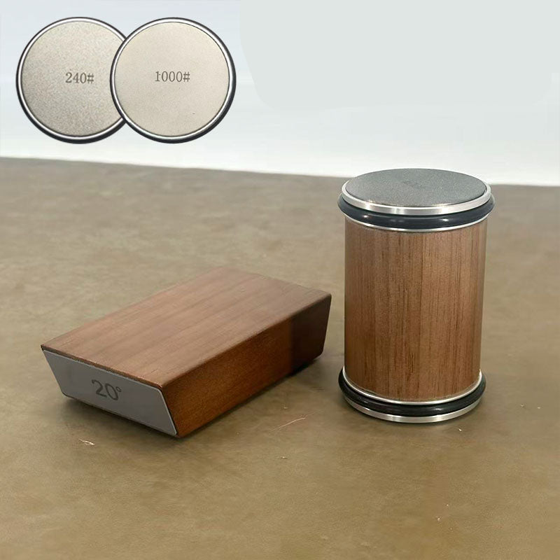 DIASHARP – Rollende Messcherfset met Diamantslijper en Houten Platform