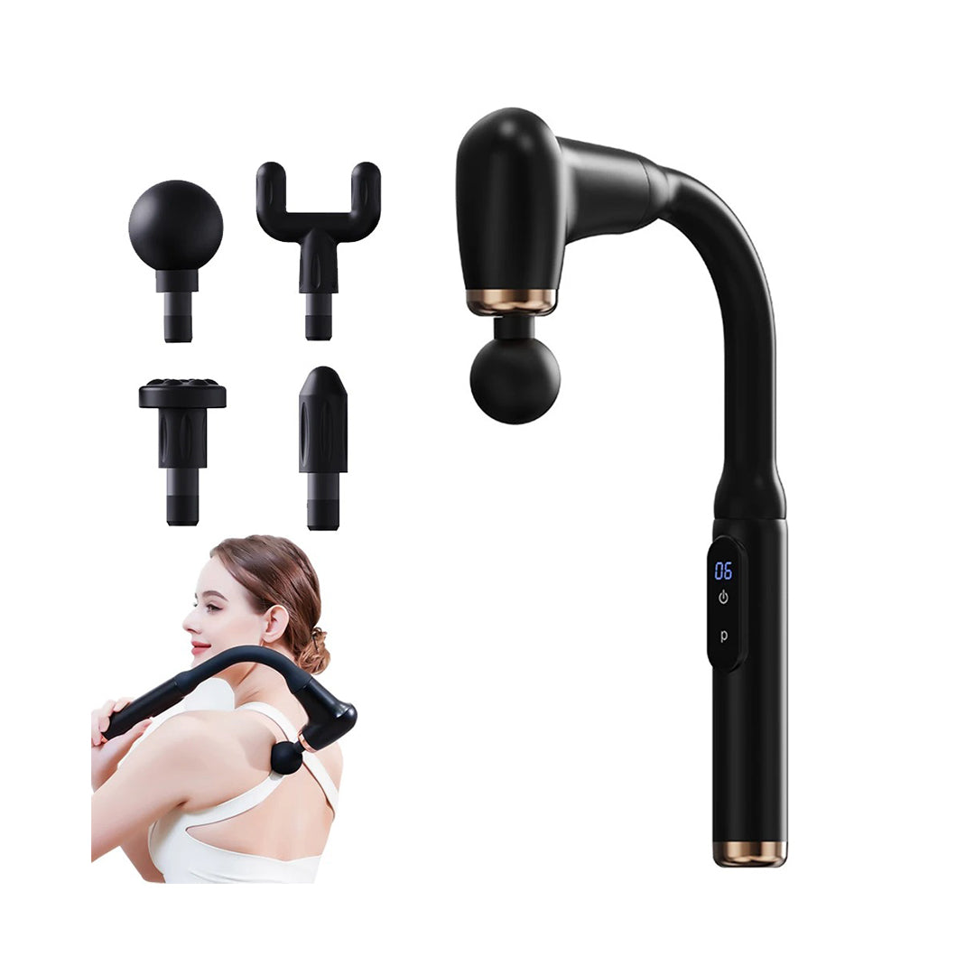Massagepistool met lange handgreep voor zelfmassage