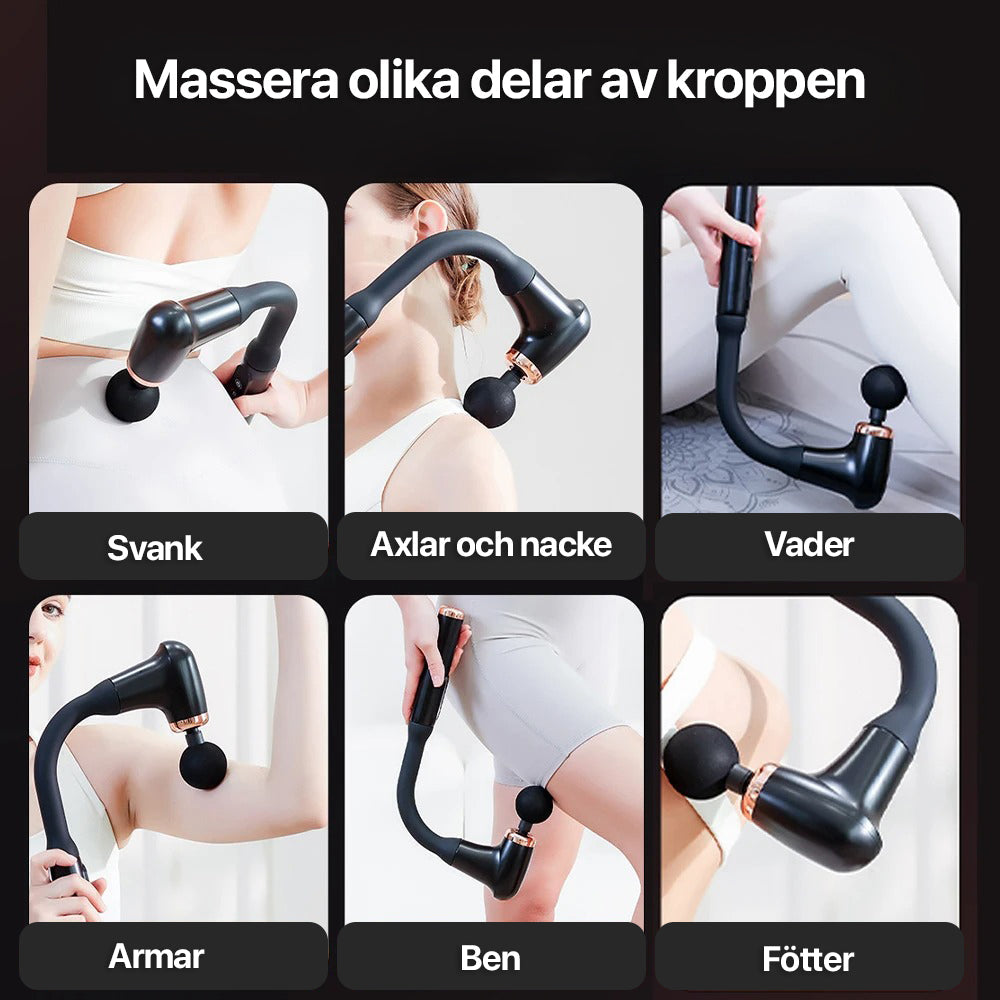 Massagepistool met lange handgreep voor zelfmassage