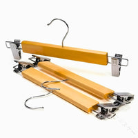 Maxwell Premium Houten Broekhangers met Clips | 10-delige Set