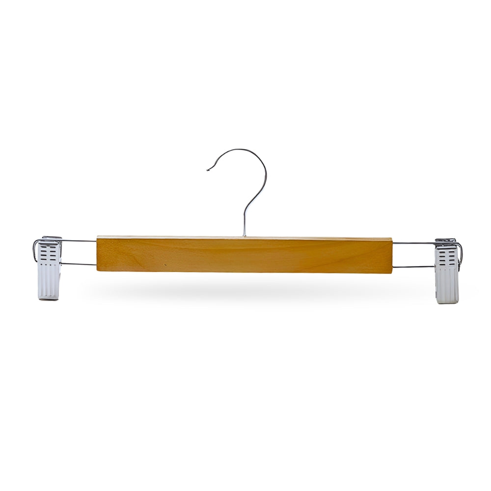 Maxwell Premium Houten Broekhangers met Clips | 10-delige Set