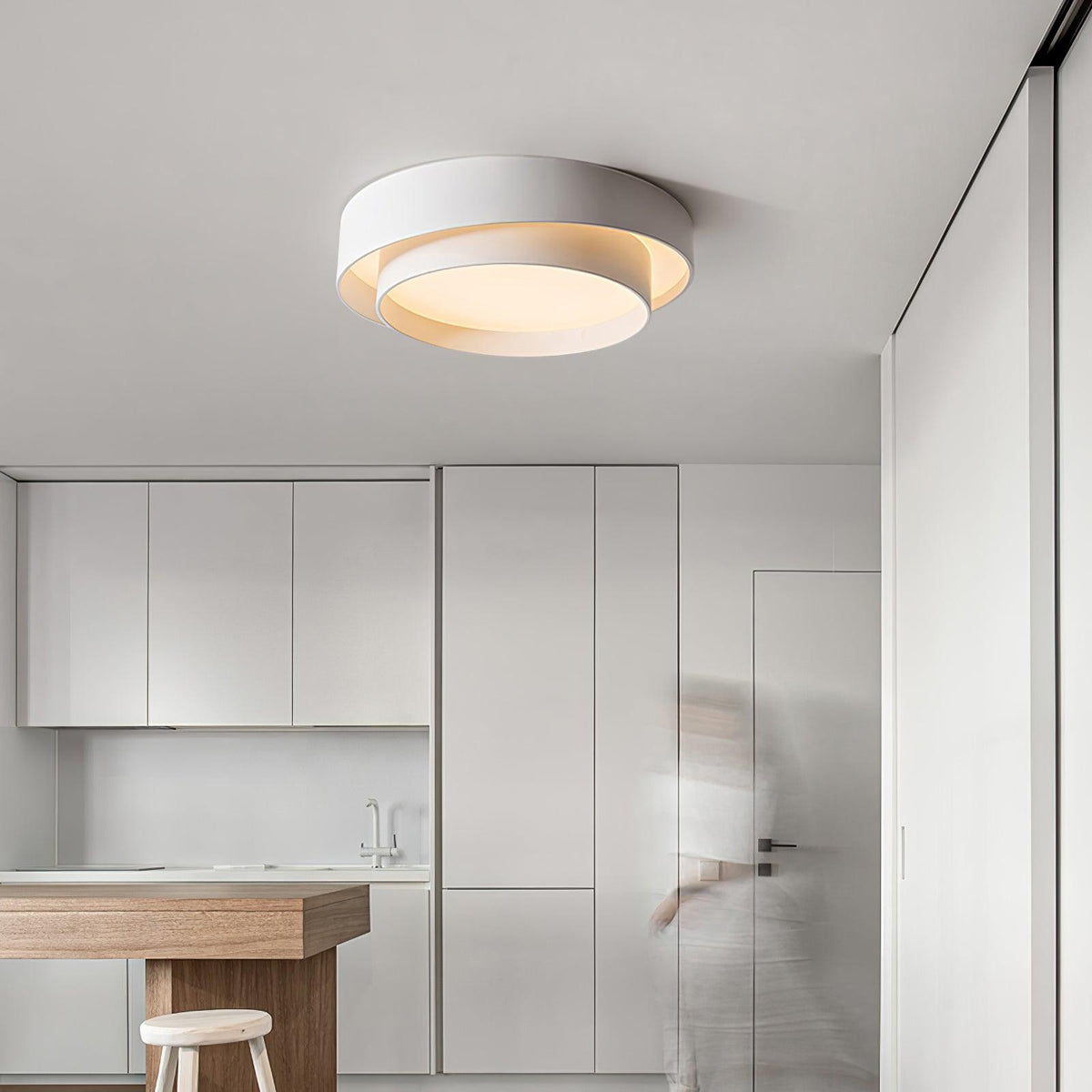 Orina Plafondlamp Dubbele Ring Grijs&Zwart&Wit Cilindervorm