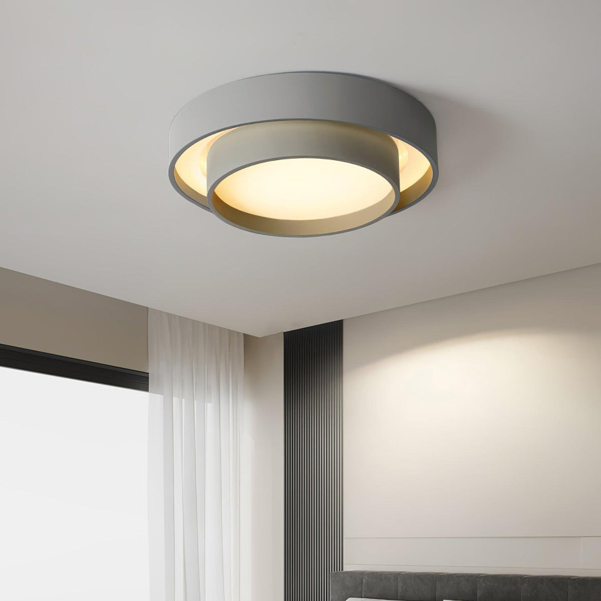 Orina Plafondlamp Dubbele Ring Grijs&Zwart&Wit Cilindervorm