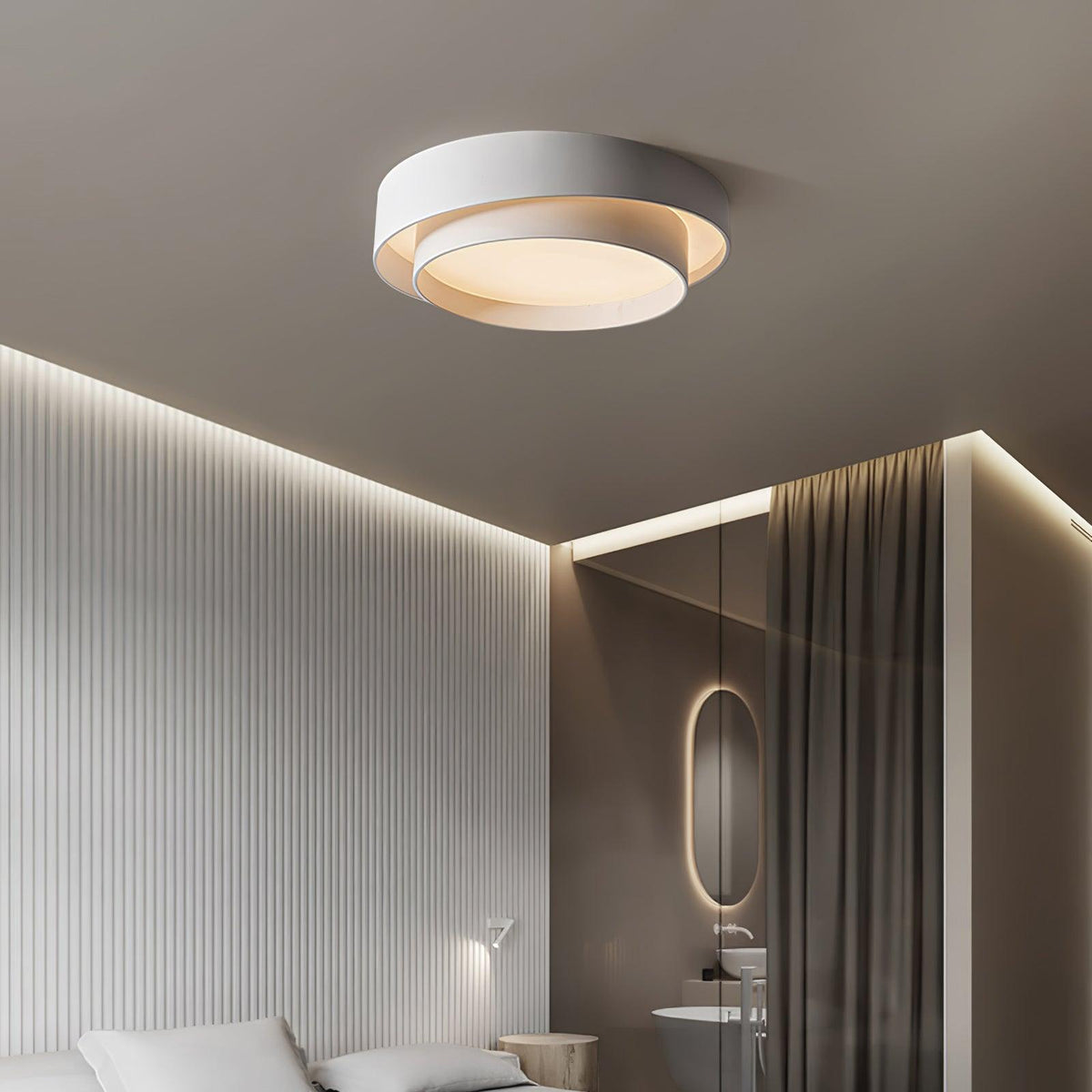 Orina Plafondlamp Dubbele Ring Grijs&Zwart&Wit Cilindervorm