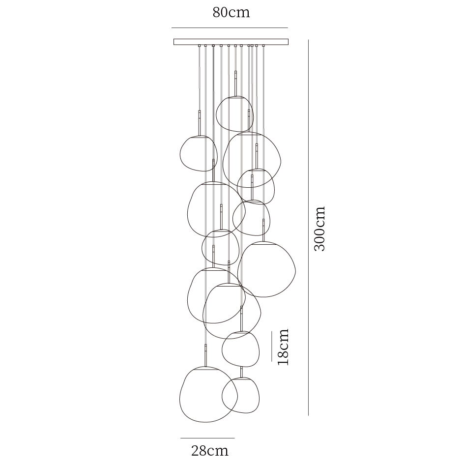 Meervlammige Pendelarmatuur | Sculpturaal Melt Design