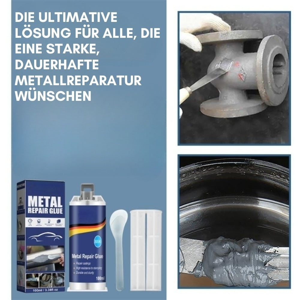 Brehn | Hoogwaardige Metaal Reparatie Lijm | Industrieel Lijm voor Gietijzer, Staal & Aluminium | Hittebestendig & Waterdicht | 100ml Vloeibaar Metaal Reparatie Set | Zilver