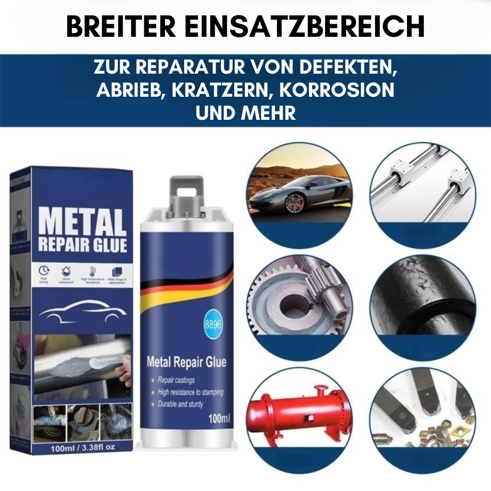 Brehn | Hoogwaardige Metaal Reparatie Lijm | Industrieel Lijm voor Gietijzer, Staal & Aluminium | Hittebestendig & Waterdicht | 100ml Vloeibaar Metaal Reparatie Set | Zilver