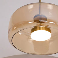 June Hanglamp Cilinder Modern Glas. Helder/Grijs Rook/Amber