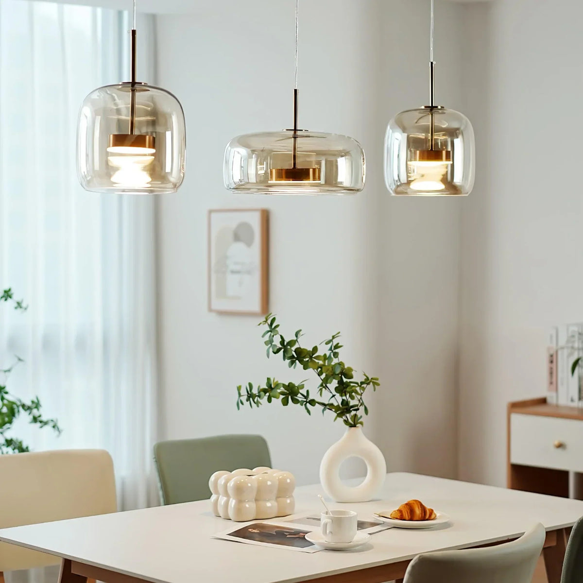 Juni Morden Glazen Hanglamp Helder/ Rookgrijs/ Amber