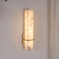 Ritta Wandlamp Witte Alabaster Messing Modern Cuboid