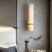 Ritta Wandlamp Witte Alabaster Messing Modern Cuboid