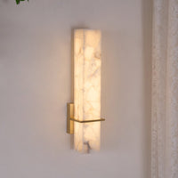 Ritta Wandlamp Witte Alabaster Messing Modern Cuboid